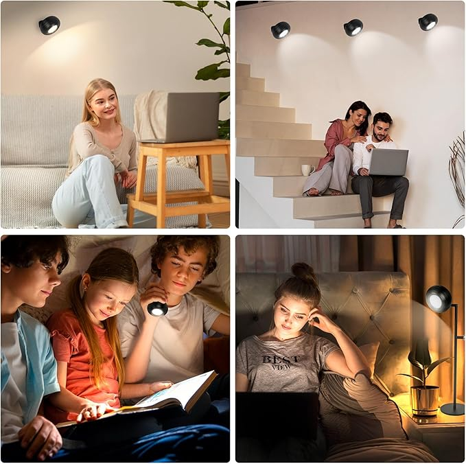 Lampa masa dimabila cu baterie, 2 in 1 masa si perete, control touch, 3 temperaturi culoare, detasabila, living si dormitor, alb [10]