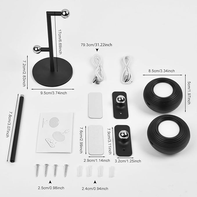 Lampa masa dimabila cu baterie, 2 in 1 masa si perete, control touch, 3 temperaturi culoare, detasabila, living si dormitor, alb [2]