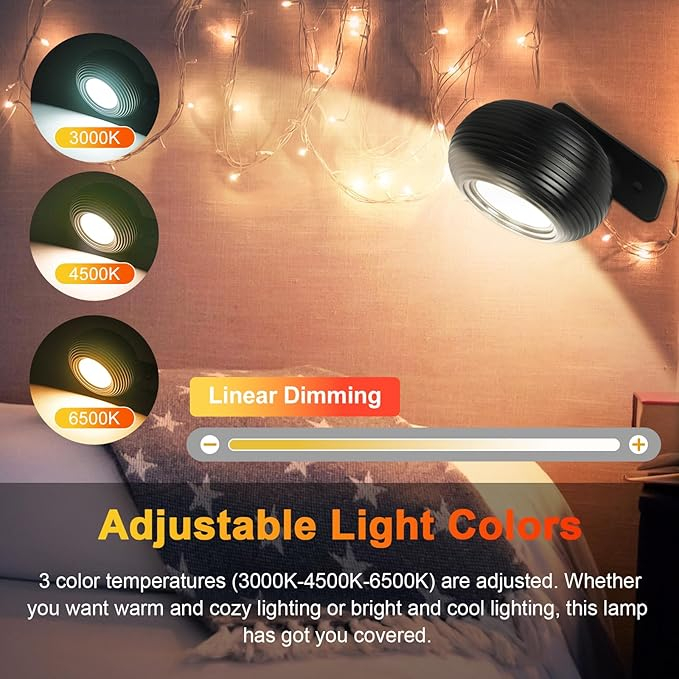 Lampa masa dimabila cu baterie, 2 in 1 masa si perete, control touch, 3 temperaturi culoare, detasabila, living si dormitor, alb [11]