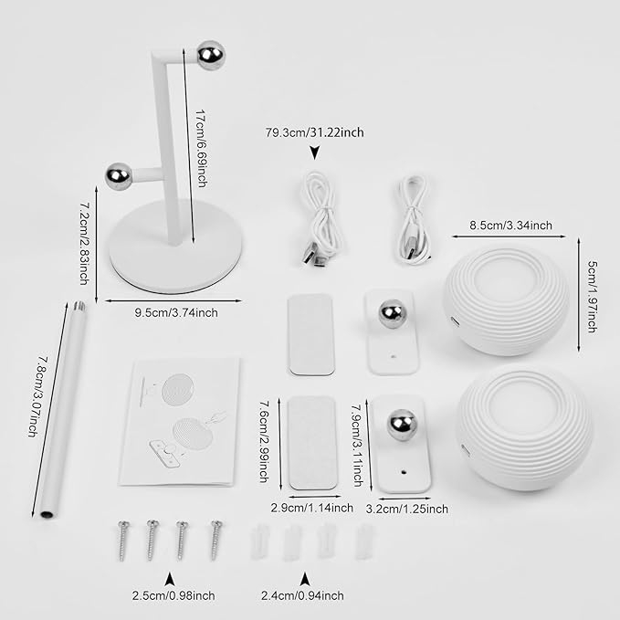 Lampa masa dimabila cu baterie, 2 in 1 masa si perete, control touch, 3 temperaturi culoare, detasabila, living si dormitor, alb [2]