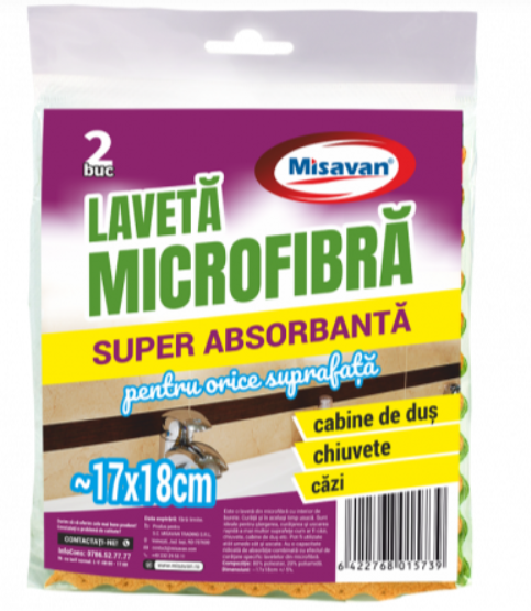 Laveta microfibra super absorbanta Misavan, 20 17cm, 2 buc set, 5007