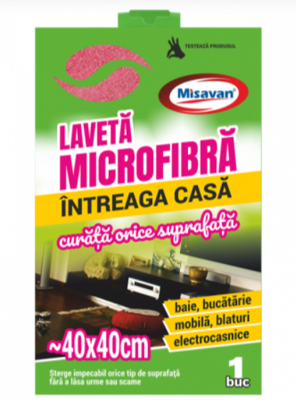 Laveta microfibra Misavan Intreaga casa, 40 40cm, 1buc set,5005