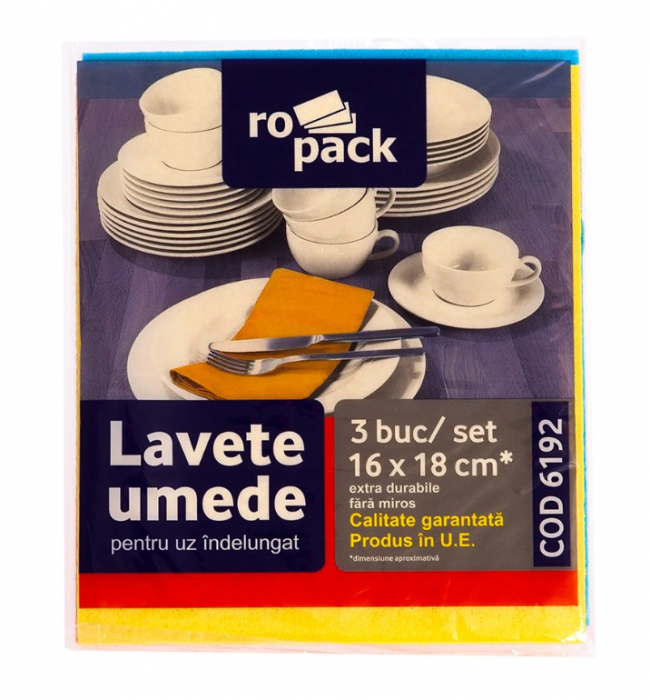 Lavete umede Ropack, 16x18cm, 3 buc set