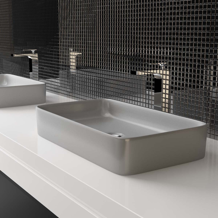 Lavoar mic 60x34x14 cm, gri, design compact pentru baie de serviciu sau mobilier baie, model A97GAM [4]