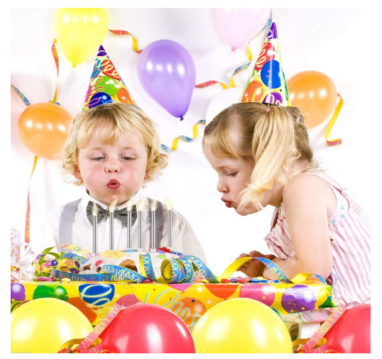 Set de 24 lumânări spiralate cu suport, lungi de 13,5 cm, cu strat metalic argintiu/auriu, ideale pentru tort sau cupcake. [7]