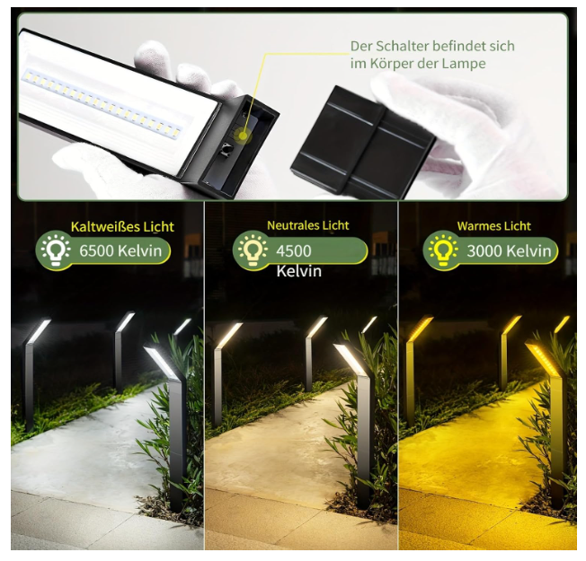 Set 8 Lămpi LED Exterior Grădină cu panou solar – Aluminiu, Impermeabile IP65, Iluminat Alei / Curți [3]