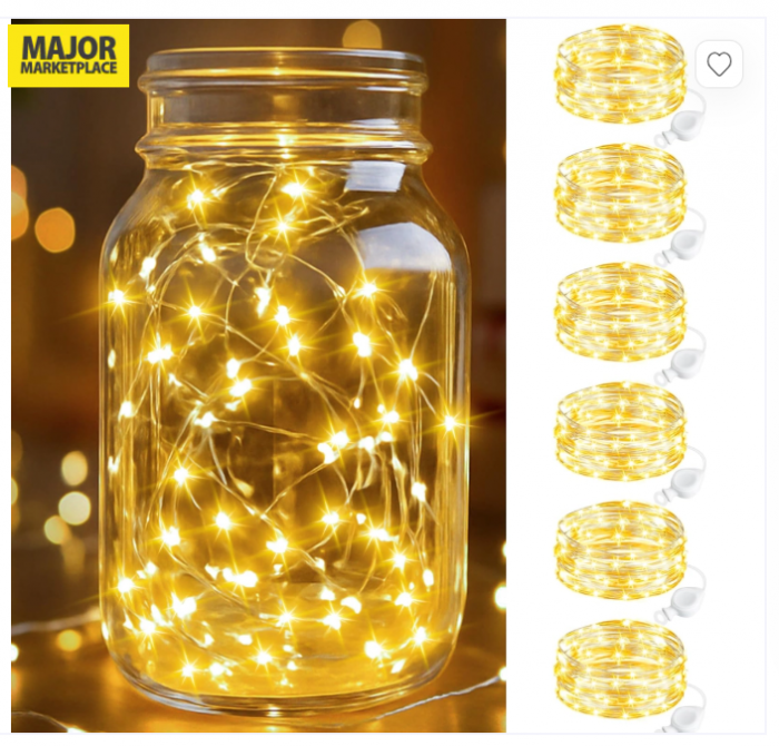 Set 2 Șiruri Luminoase LED 12 m – Cu Baterii și Temporizator, Sârmă de Cupru, 120 LED / Bucată [2]