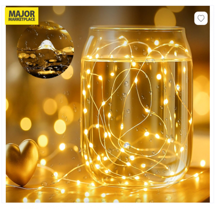 Set 2 Șiruri Luminoase LED 12 m – Cu Baterii și Temporizator, Sârmă de Cupru, 120 LED / Bucată [4]