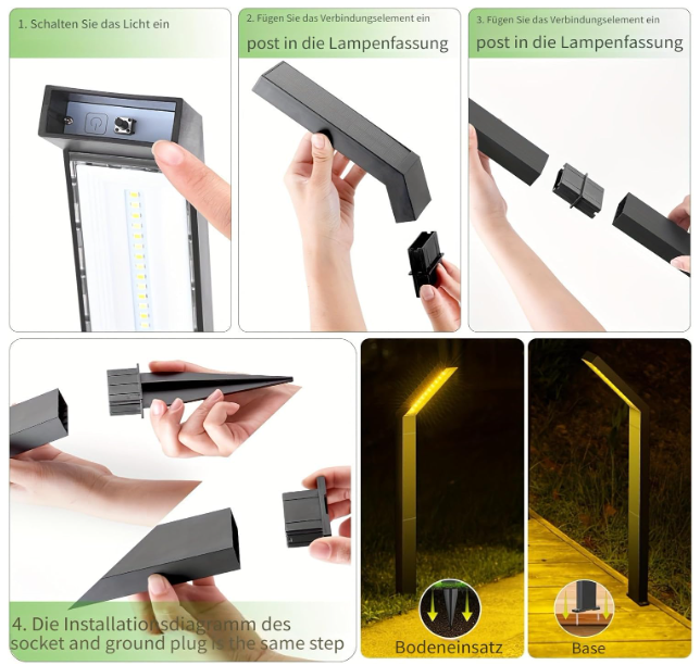 Set 8 Lămpi LED Exterior Grădină cu panou solar – Aluminiu, Impermeabile IP65, Iluminat Alei / Curți [7]