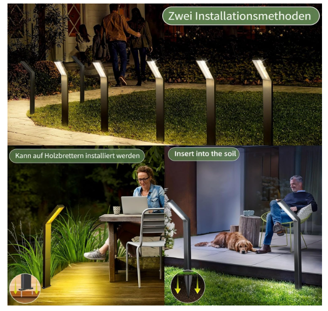 Set 8 Lămpi LED Exterior Grădină cu panou solar – Aluminiu, Impermeabile IP65, Iluminat Alei / Curți [2]