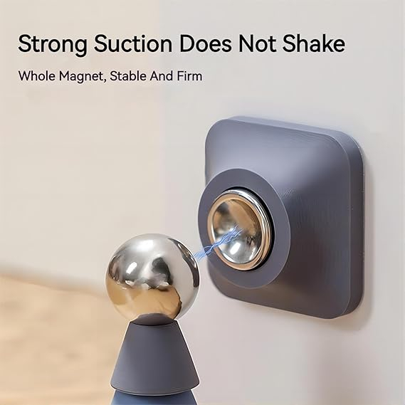 Opritor usa podea magnetic, silicon anti-coliziune, montaj fara gauri, silentios si rezistent, baie sau interior, albastru haze [2]