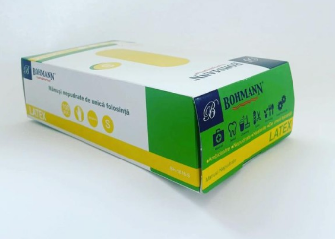 Manusi din latex 100% Premium, albe nepudrate, nesterile, de unica folosinta 100buc/cutie, S [3]