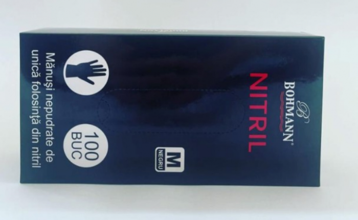 Manusi din NITRIL SUPERIOR 100%, negre, nepudrate, nesterile, de unica folosinta 100buc/cutie, M [2]