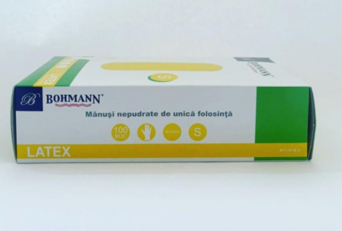 Manusi din latex 100% Premium, albe nepudrate, nesterile, de unica folosinta 100buc/cutie, S [4]