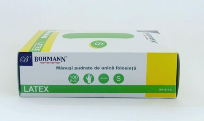 Manusi din latex 100% PREMIUM, albe pudrate, nesterile, de unica folosinta 100buc/cutie, S [3]