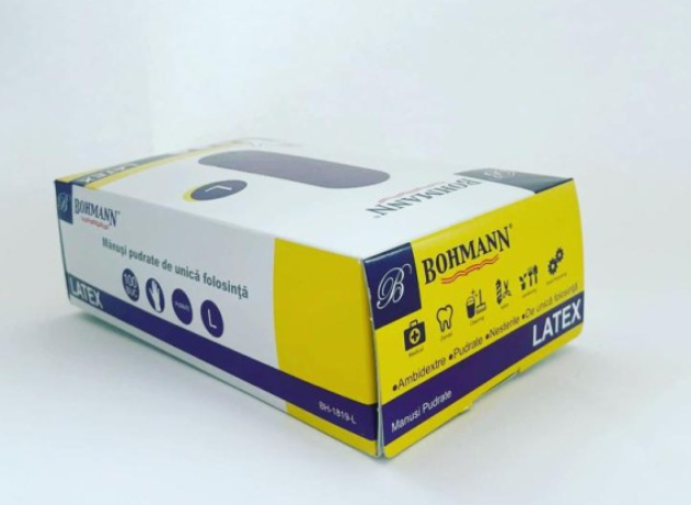Manusi din latex 100% PREMIUM, albe pudrate, nesterile, de unica folosinta 100buc/cutie, L [3]