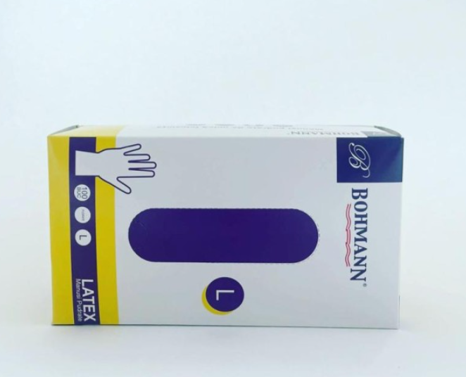 Manusi din latex 100% PREMIUM, albe pudrate, nesterile, de unica folosinta 100buc/cutie, L [4]