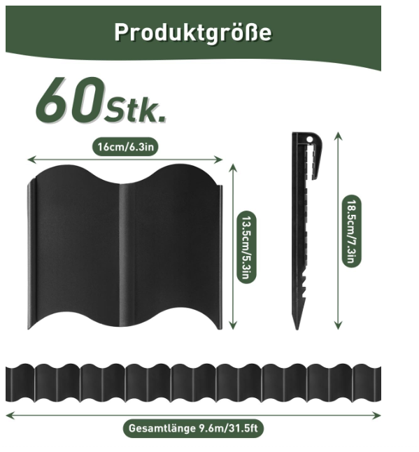 Margine pentru gazon / Borduri Flexibile din Plastic pentru Gradina, 10 m, Calitate Premium, Rezistente UV, Instalare Ușoara, pentru Aleii, Gazon, Straturi de Flori, Negru [3]