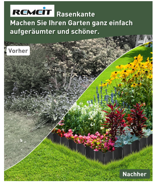 Margine pentru gazon / Borduri Flexibile din Plastic pentru Gradina, 10 m, Calitate Premium, Rezistente UV, Instalare Ușoara, pentru Aleii, Gazon, Straturi de Flori, Negru [5]