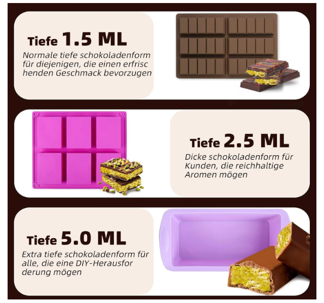 Matriță silicon 6 batoane cacao adânci + racletă, 100 pungi și 40 stickere, alimentară, ușor de demoldat -fin [7]