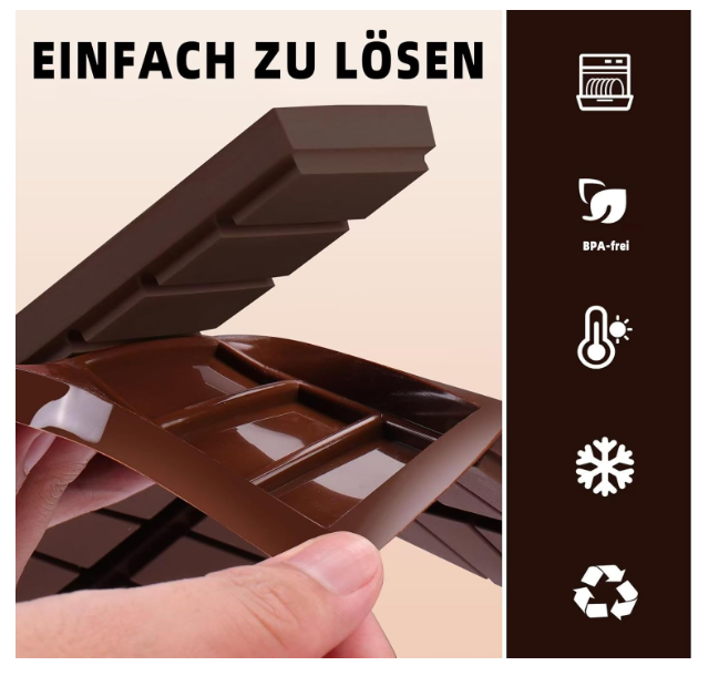 Matriță silicon 6 batoane cacao adânci + racletă, 100 pungi și 40 stickere, alimentară, ușor de demoldat -fin [6]