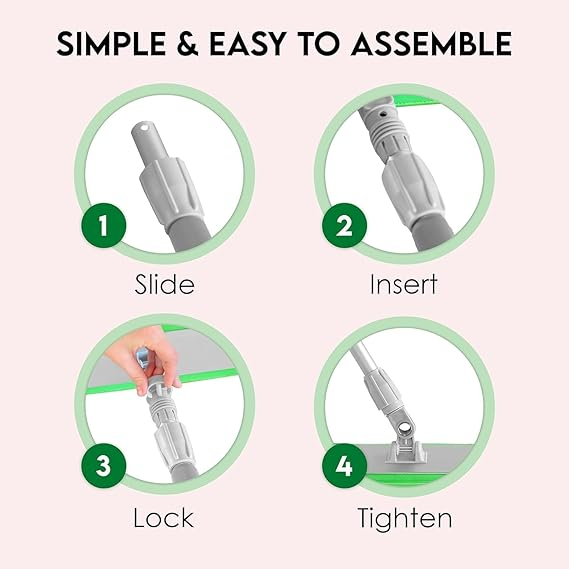 Set mop pardoseala cu maner telescopic 89-152 cm, 4 lavete microfibra, rotire 360°, pentru parchet si alte suprafete [6]