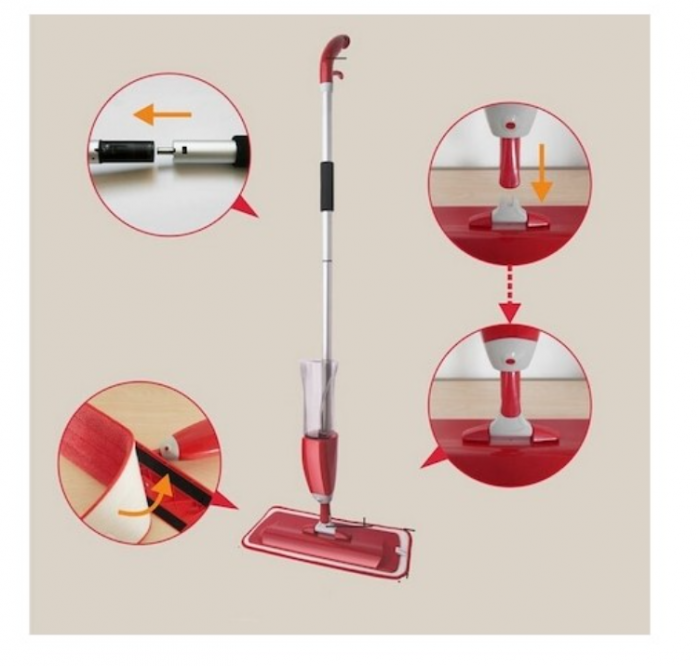 Mop cu pulverizator Bohmann, 350 ml, laveta din microfibra, 120cm [2]