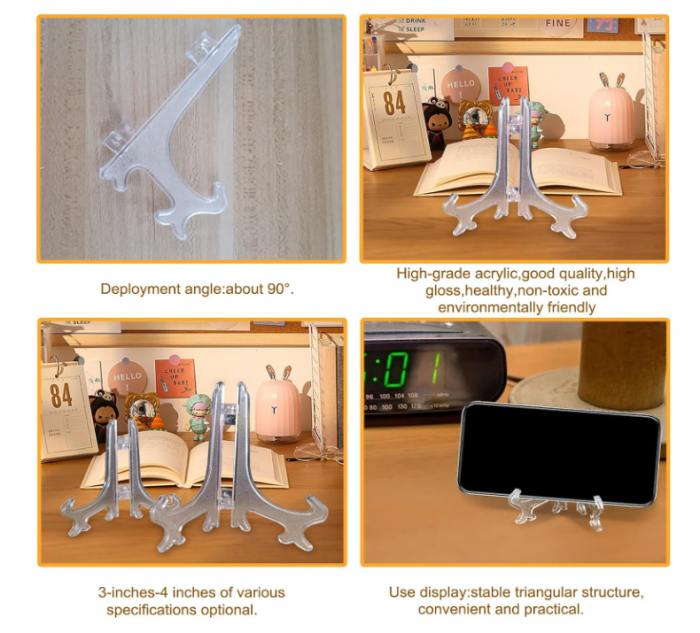 Set 30 suporturi din plastic (easel) 3″ & 4″ – suport foto, farfurii, cărți, DVD-uri [3]
