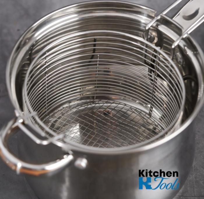 Oala friteuza din inox de 18x15cm, 3.4L, capac sticla, inductie [3]