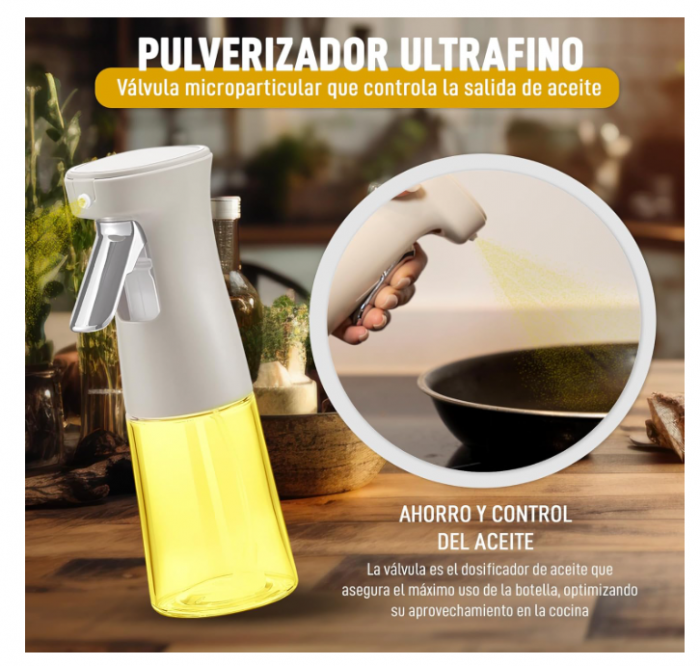 Pulverizator ulei oțel & sticlă verde – spray fin, suprafață anti-alunecare, rezervor 200 ml [4]