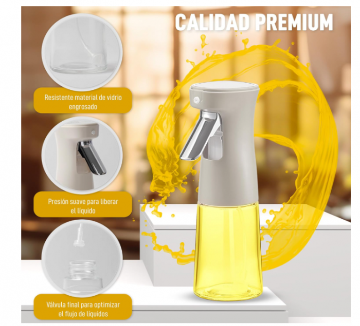 Pulverizator ulei oțel & sticlă verde – spray fin, suprafață anti-alunecare, rezervor 200 ml [3]