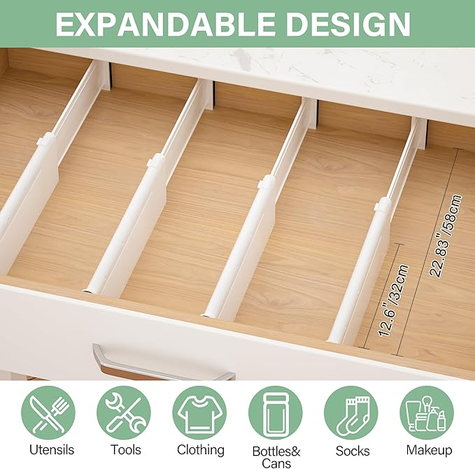 Set 3 separatoare sertar FUNIZE reglabile, extensibile 32–58 cm, pentru haine, bucatarie, birou sau dulap, 10 cm inaltime [2]