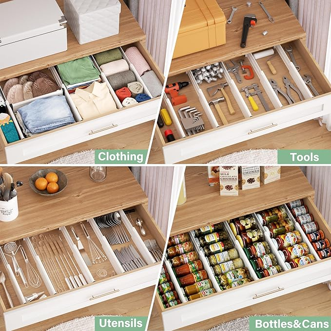 Set 3 separatoare sertar FUNIZE reglabile, extensibile 32–58 cm, pentru haine, bucatarie, birou sau dulap, 10 cm inaltime [5]