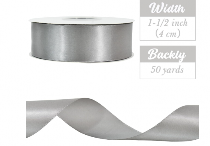 Panglică satin argintiu – 3.8 cm × 45 m, textură lucioasă pentru buchete, cadouri și decorațiuni [2]
