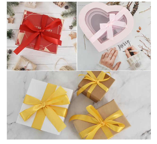 Panglică satin TONIFUL negru – 2,5 cm × 45 m, lățime 1″, pentru cadouri, flori și decor festiv [4]