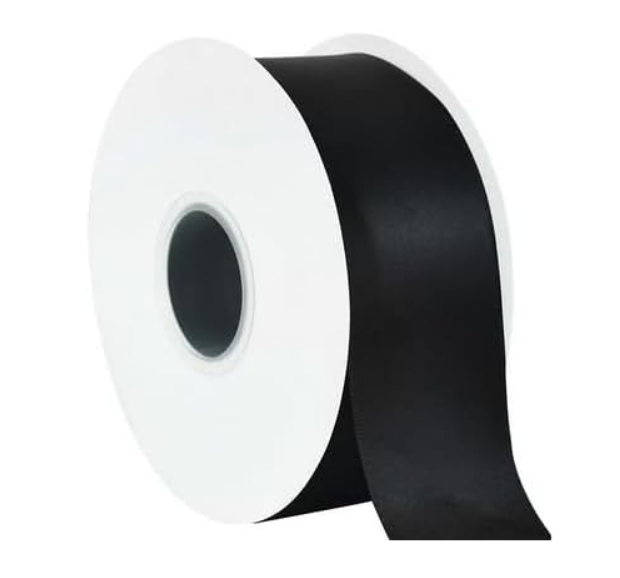 Panglică satin TONIFUL negru – 2,5 cm × 45 m, lățime 1″, pentru cadouri, flori și decor festiv [7]