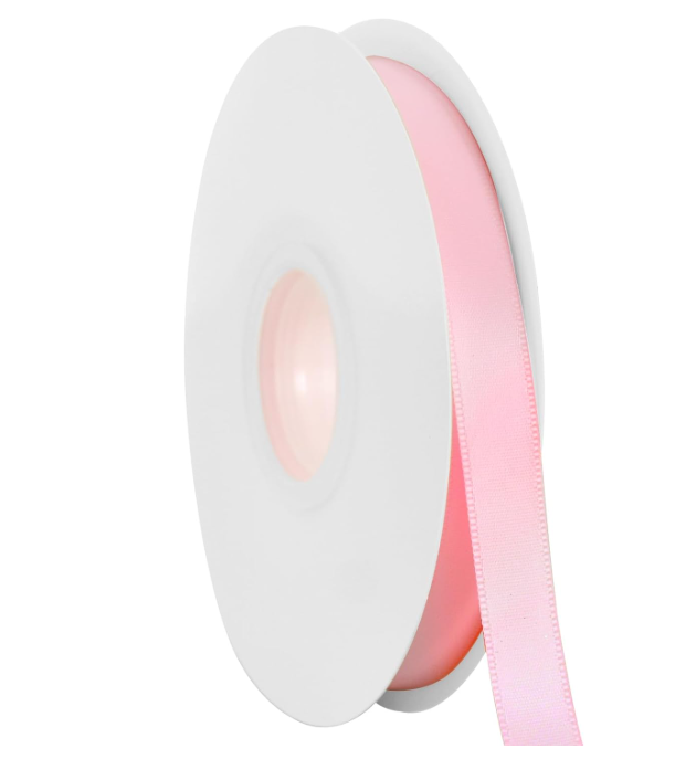 Panglica satin TONIFUL roz pal ,   1,25,  cm A  45,  m, textura lucioasa, ideala pentru cadouri  decoratiuni