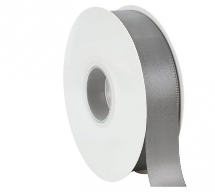 Panglică satin argintiu – 2,5 cm × 45 m, textură lucioasă pentru buchete, cadouri și decorațiuni [7]