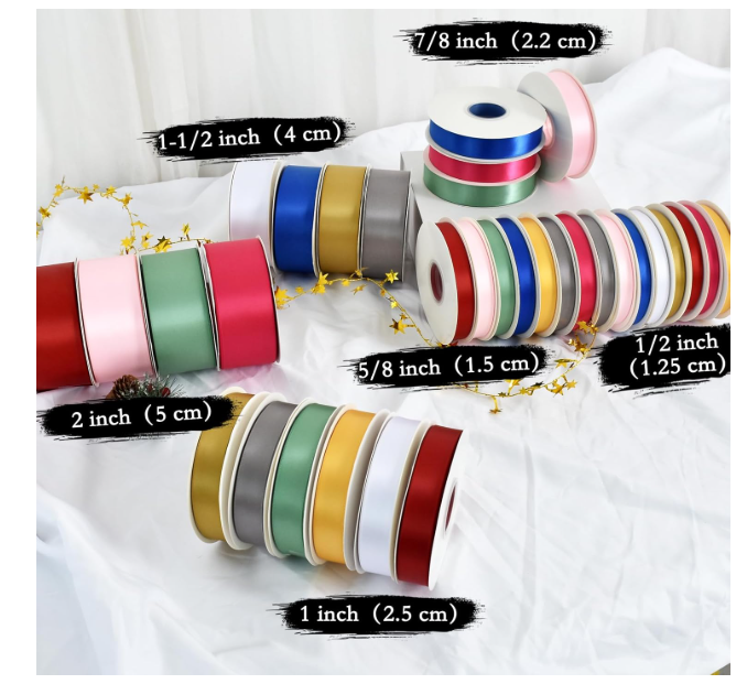 Panglică satin argintiu – 2,5 cm × 45 m, textură lucioasă pentru buchete, cadouri și decorațiuni [3]
