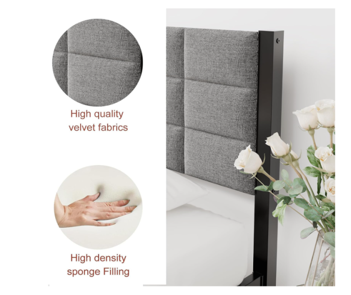 Pat Dormitor 120x200 cm JUISSANO – Cadru Pat Metal + Spatar + Cap de Pat, Spatiu Depozitare, Fara Saltea [4]