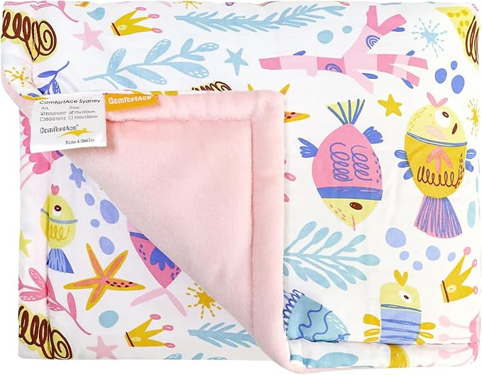 Paturica Bebe ComfortAce 100x130 cm Roz, 100% Bumbac, Design Moale si Confortabil [2]