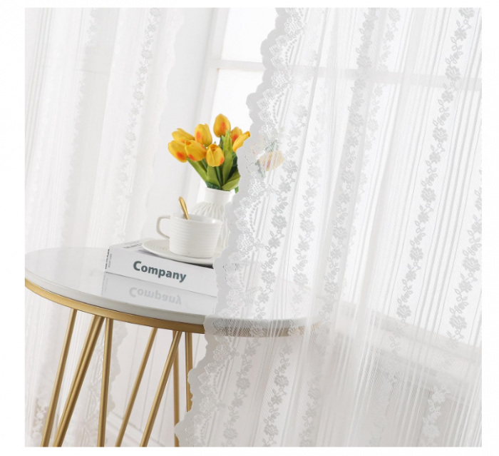 Draperii Semi-Transparente cu Model Brodat – Ideal pentru Ferestre și Uși Glisante, Design Elegant pentru Living sau Dormitor [8]