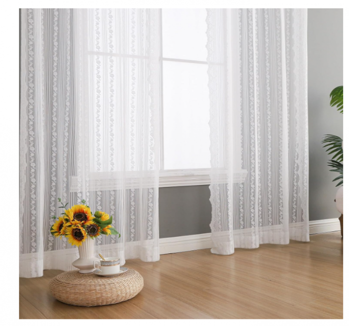 Draperii Semi-Transparente cu Model Brodat – Ideal pentru Ferestre și Uși Glisante, Design Elegant pentru Living sau Dormitor [3]