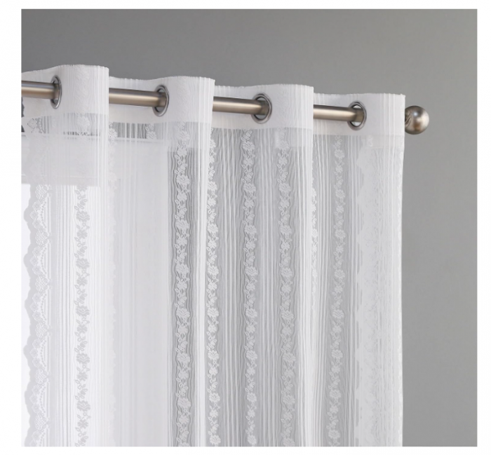 Draperii Semi-Transparente cu Model Brodat – Ideal pentru Ferestre și Uși Glisante, Design Elegant pentru Living sau Dormitor [2]