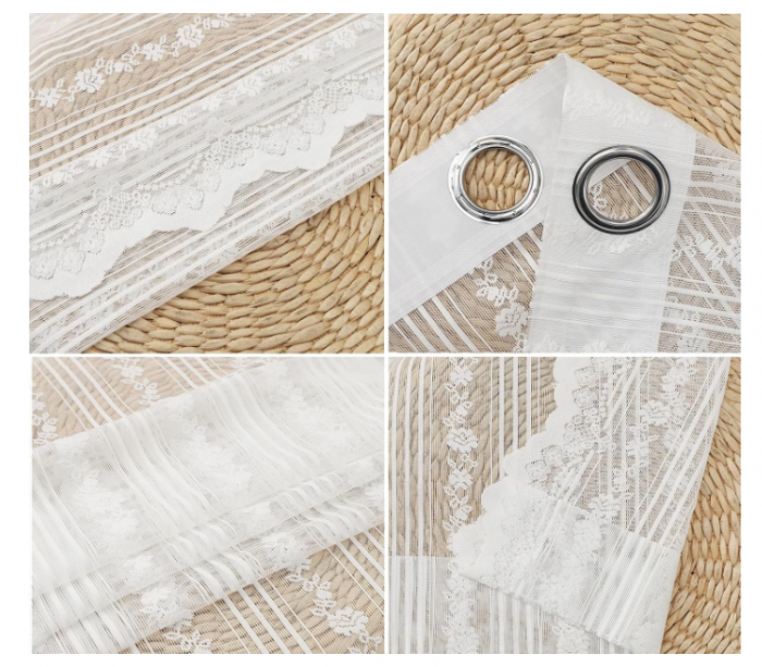 Draperii Semi-Transparente cu Model Brodat – Ideal pentru Ferestre și Uși Glisante, Design Elegant pentru Living sau Dormitor [9]