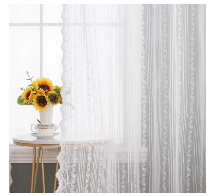Draperii Semi-Transparente cu Model Brodat – Ideal pentru Ferestre și Uși Glisante, Design Elegant pentru Living sau Dormitor [4]