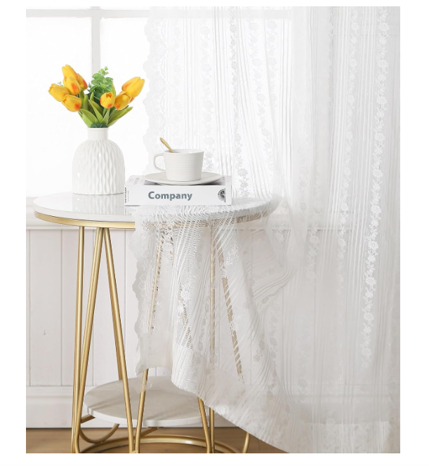 Draperii Semi-Transparente cu Model Brodat – Ideal pentru Ferestre și Uși Glisante, Design Elegant pentru Living sau Dormitor [7]