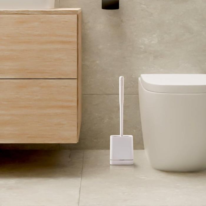 Set 2 Perii WC Moderne cu Suport de Podea, Alb, 39 cm, Design Elegant, Igiena si Curatenie Baie [2]
