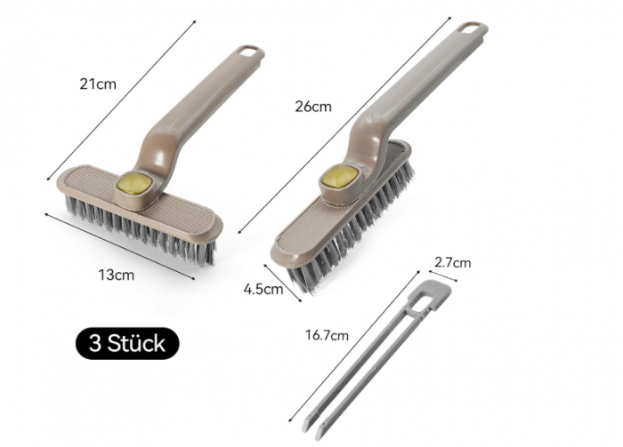 Set 3 perii colțuri YN‑J012 – peri rigizi PP, mâner ergonomic, ideală pentru rosturi și băi [2]