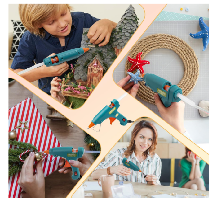 Pistol de lipit cu silicon, set complet cu 30 tuburi incluse, adeziv termic pentru DIY, hobby, craft și reparații mici [6]